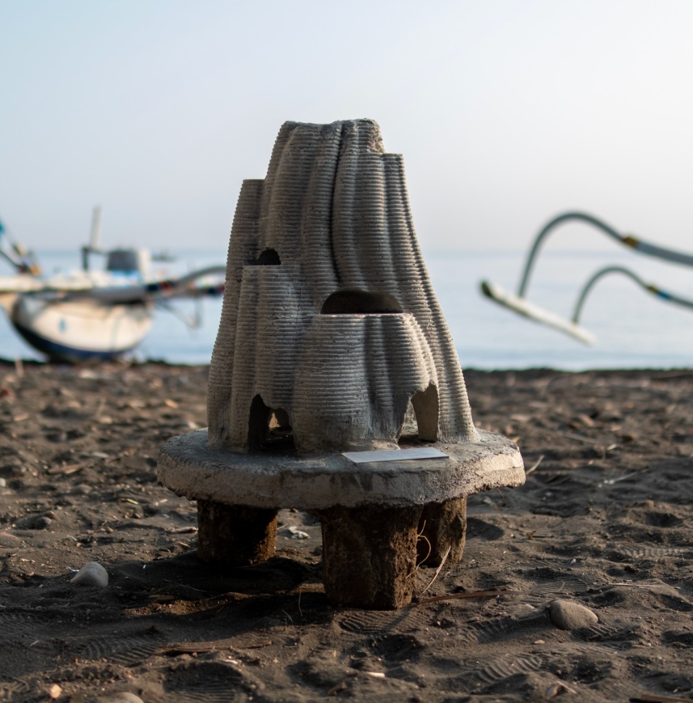 Memorial reef structure on a beach