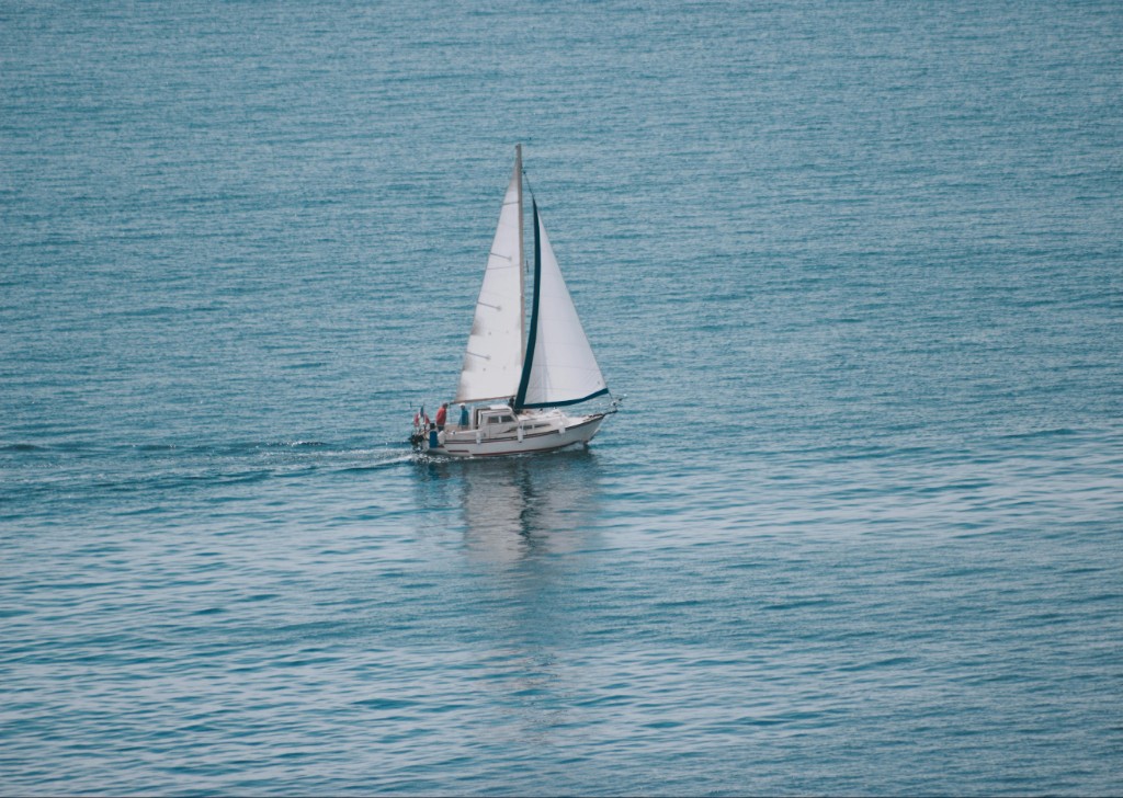 Sailboat in calm open water