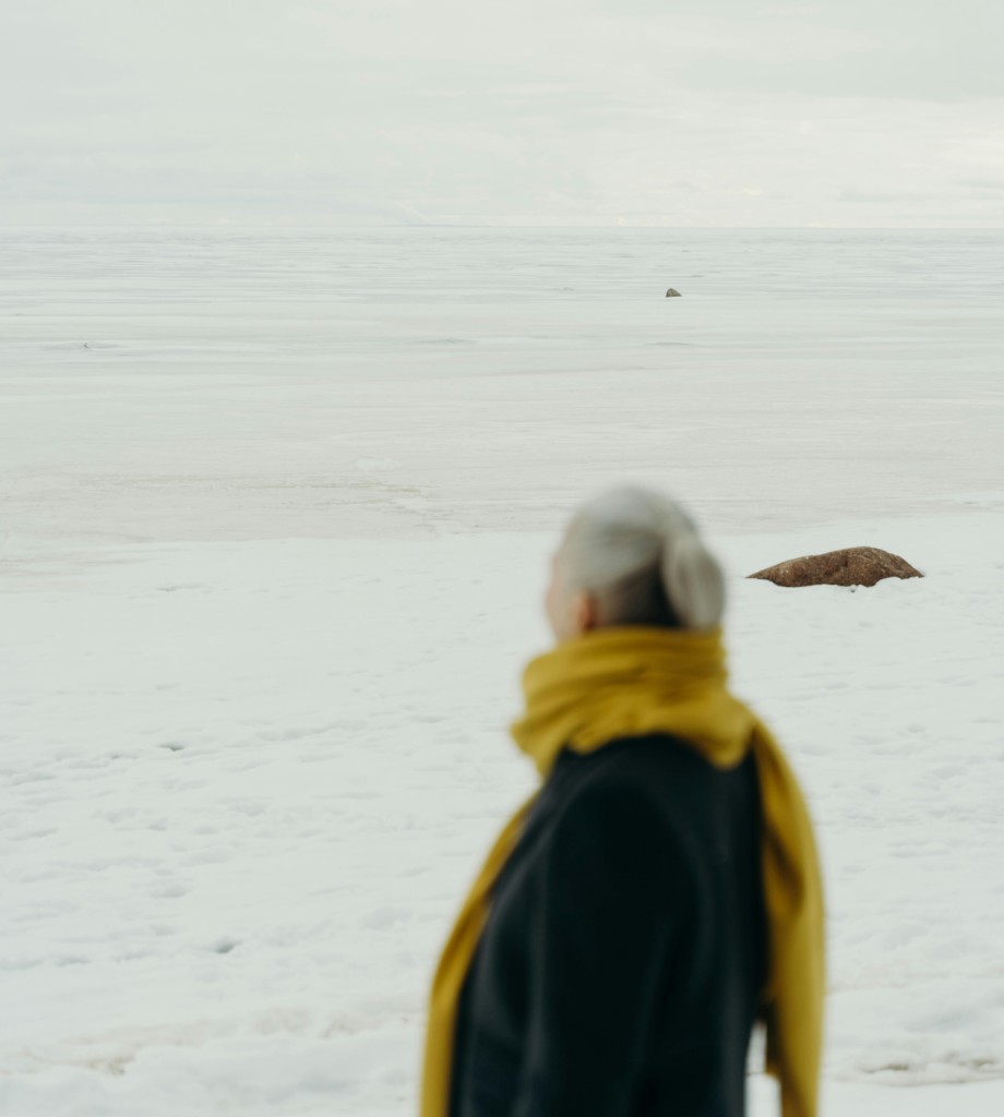 Person looking out over calm sea