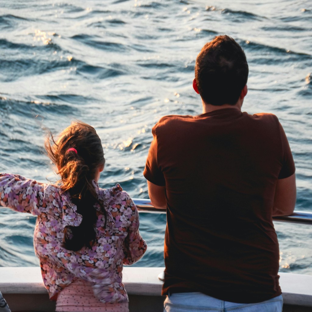 Family by the ocean